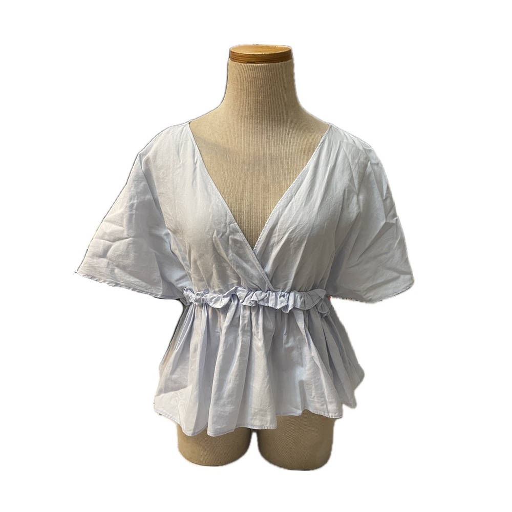 Zara Pale Blue Wrap Peplum Top